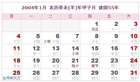 2004年1月4日出世的人属什么